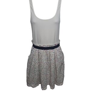 Pink Victoria's Secret Elastic Ruffled Waist White/Colorful Tank Dress